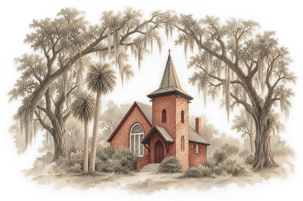 Illustration of Faith Chapel, Jekyll Island