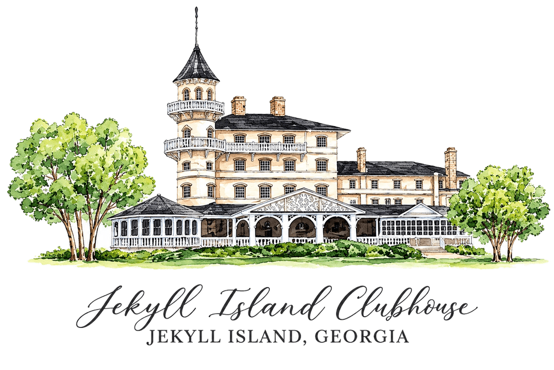 Watercolor illustration — Jekyll Island Club · Grand Dining Room